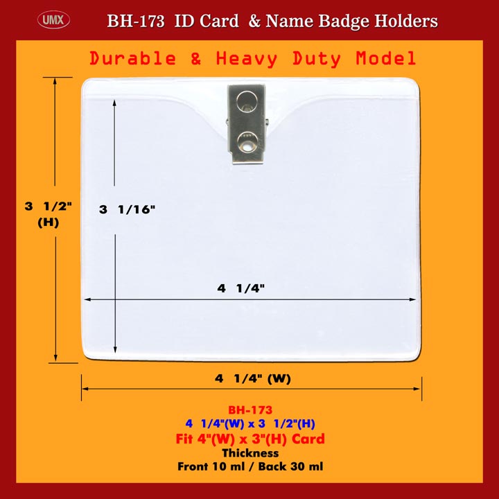 UMX Durable and Heavy Duty 4(w)x3(h) ID Name Badge Holders Supply