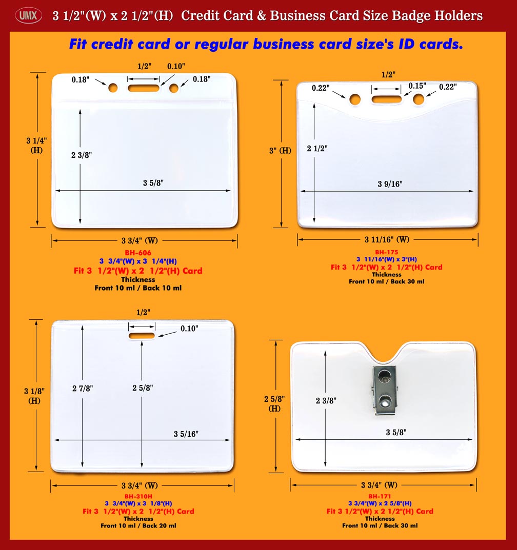 UMX Business Card Size or Credit card Size Name Badge Holder and ID holder Supply