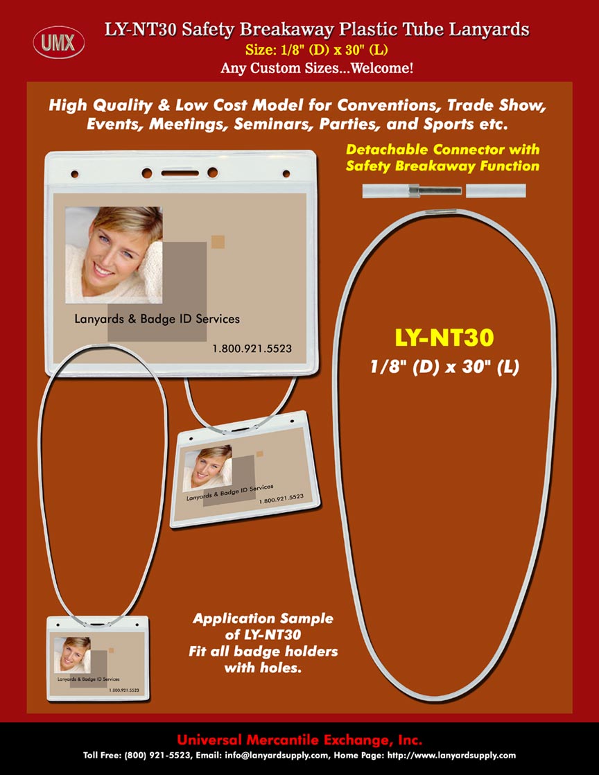 UMX High Quality and Low Cost LY-NT30 Safety Breakaway Plastic Tube Lanyards Supply